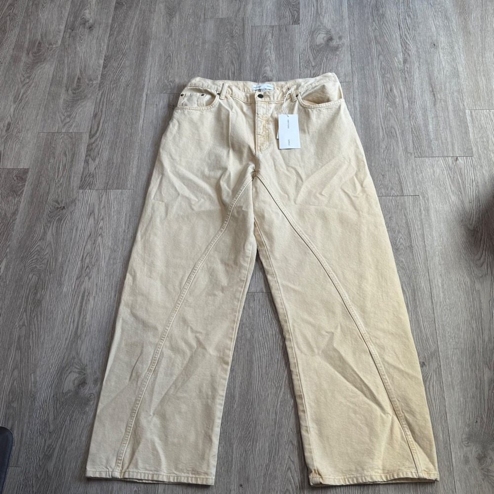 H&M Studio resort Capsule Beige Studded Wide Leg Jeans High‎ Waist 12